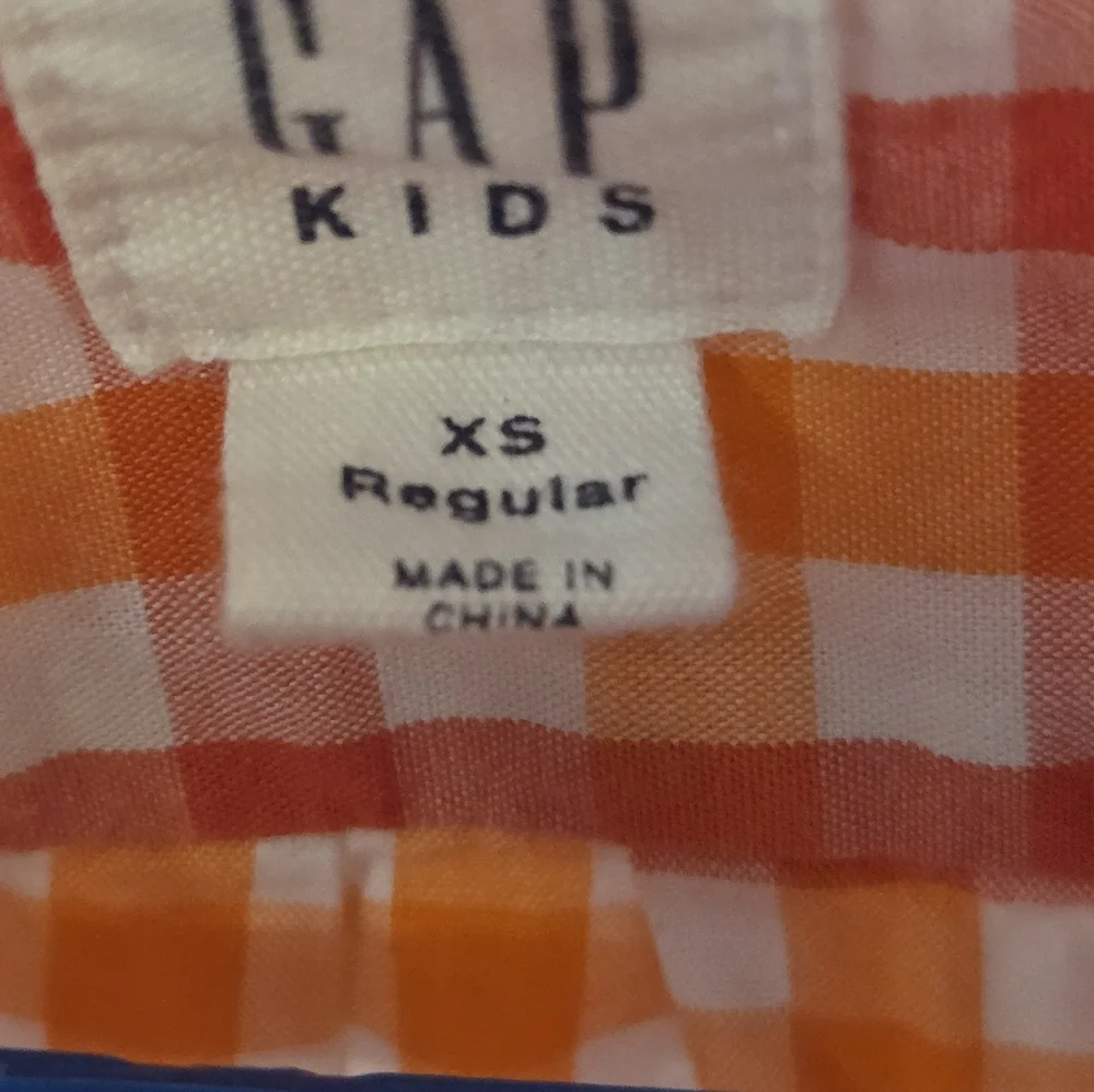 Gap Kids Orange Check Long Sleeve Shirt Size XS (4-5) Boys 100% Cotton